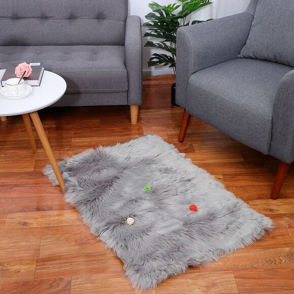 Soft Faux Fur Rug Indoor Fluffy Area Rugs Rectangle Floor Mat 2 x 3ft Gray - Picture 2 of 6